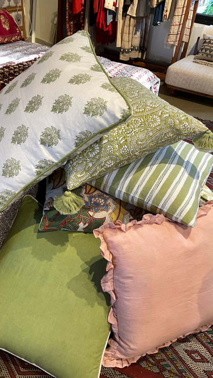 Korfu Stripe Pistachio & Mango Decorative Pillow Cover