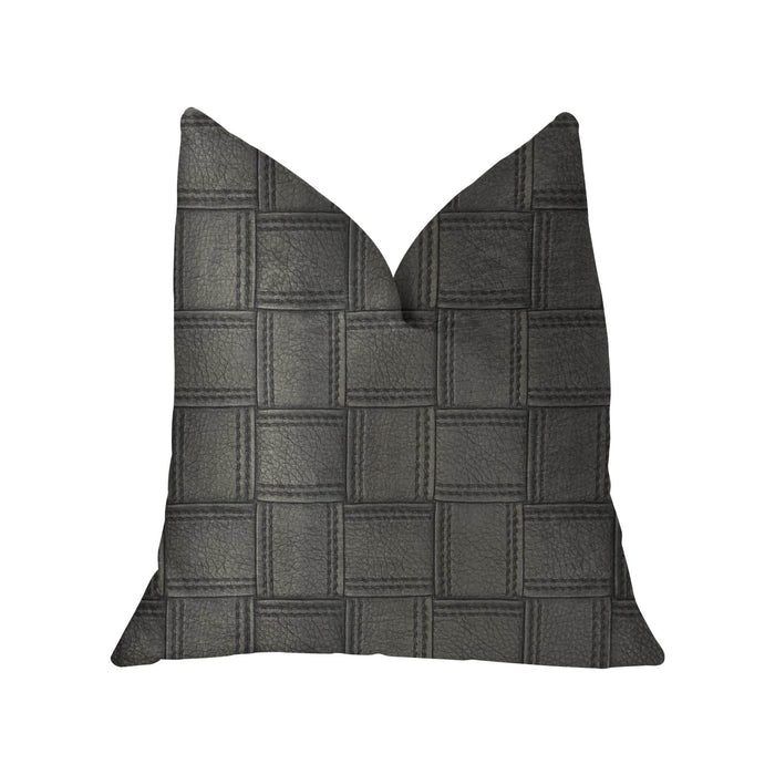 Licorice Black Artificial Leather Luxury Throw Pillow - Plutus Brands