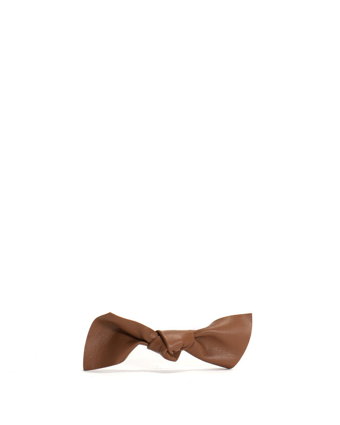 Linnie hair elastic grand bow Shiny lamb Hazelnut - Anonymous Copenhagen