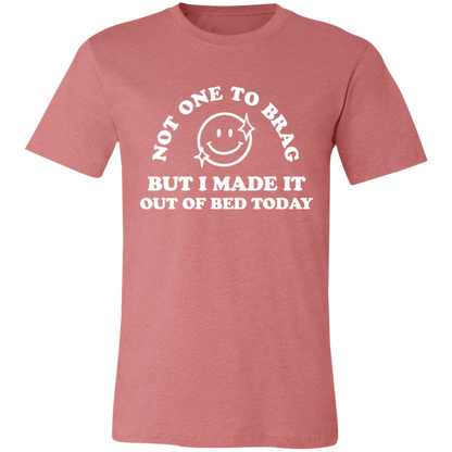 Made It Out Of Bed Today graphic t-shirt in Heather Mauve