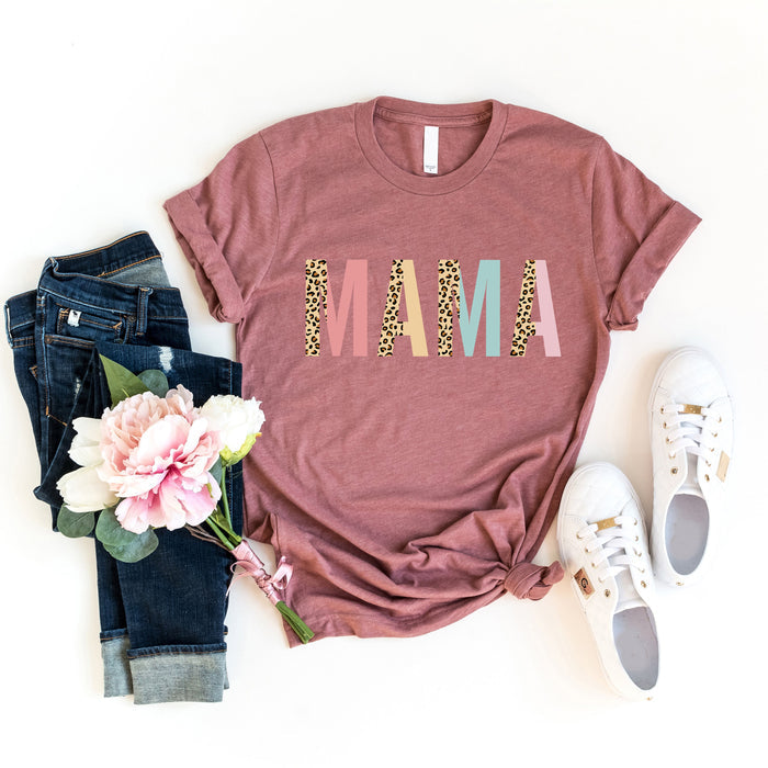 Mama Leopard and Pastel Color Block graphic t-shirt, product photo 2