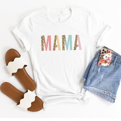 Mama Leopard and Pastel Color Block graphic t-shirt, product photo 3