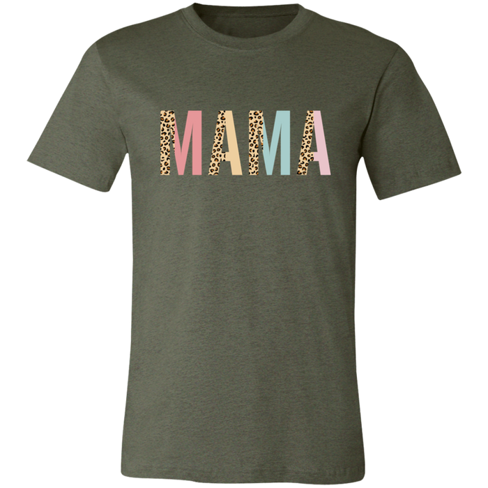 Mama Leopard and Pastel Color Block graphic t-shirt in Heather Military Green