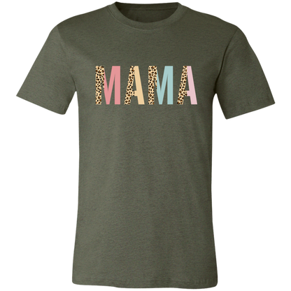 Mama Leopard and Pastel Color Block graphic t-shirt in Heather Military Green