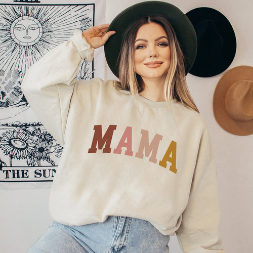 Mama Neutral Color Block crewneck sweatshirt