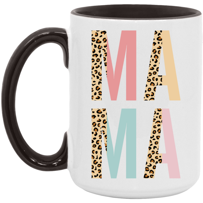 Mama Pastel and Leopard ceramic coffee mug