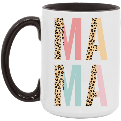 Mama Pastel and Leopard ceramic coffee mug