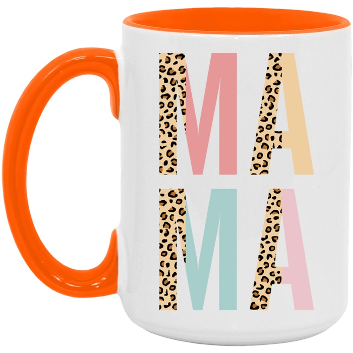 Mama Pastel and Leopard ceramic coffee mug, product photo 2