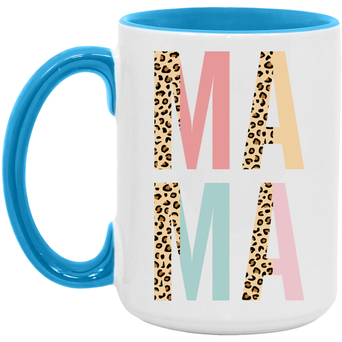 Mama Pastel and Leopard ceramic coffee mug, product photo 4