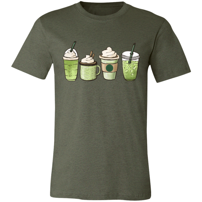 Matcha Addict graphic t-shirt in Heather Military Green