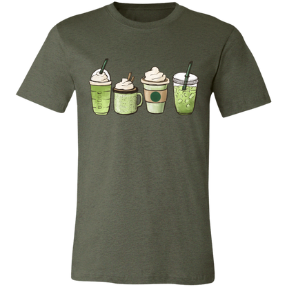 Matcha Addict graphic t-shirt in Heather Military Green