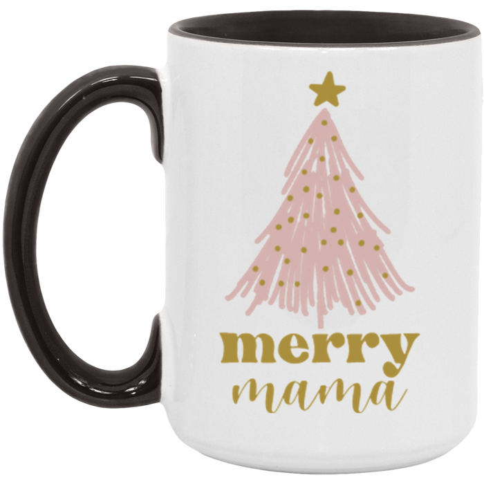 Merry Mama ceramic coffee mug in White/Black