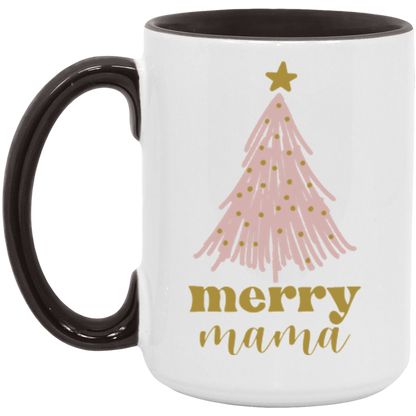 Merry Mama ceramic coffee mug in White/Black