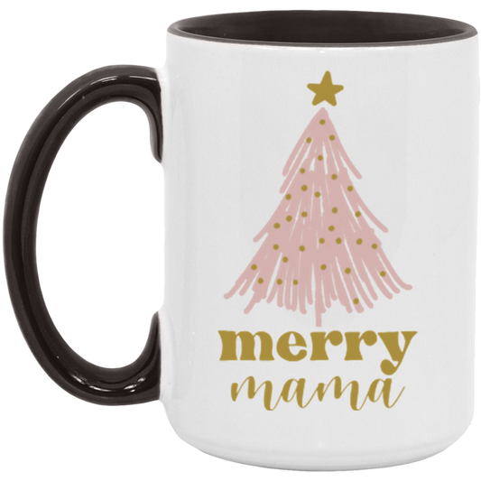 Merry Mama ceramic coffee mug in White/Black