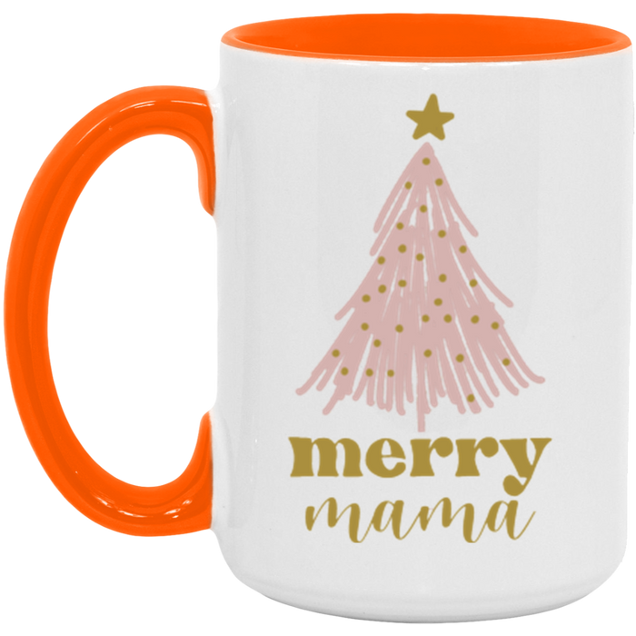 Merry Mama ceramic coffee mug in White/Orange