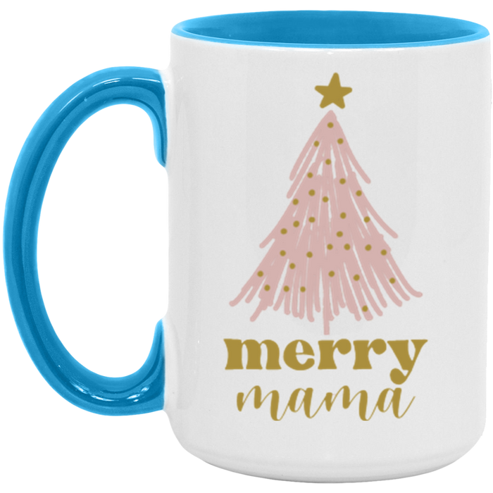 Merry Mama ceramic coffee mug in White/Light Blue