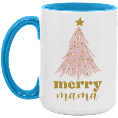 Merry Mama ceramic coffee mug in White/Light Blue