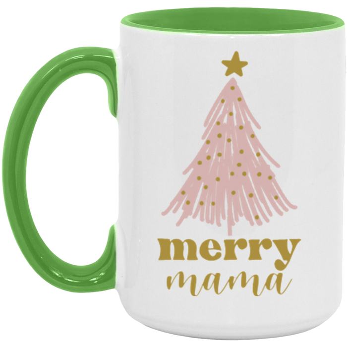 Merry Mama ceramic coffee mug in White/Light Green