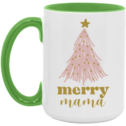 Merry Mama ceramic coffee mug in White/Light Green