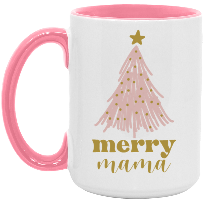 Merry Mama ceramic coffee mug in White/Pink