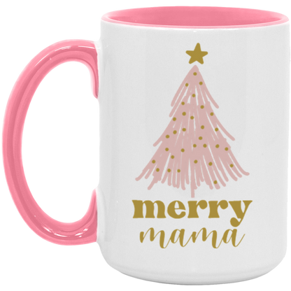 Merry Mama ceramic coffee mug in White/Pink