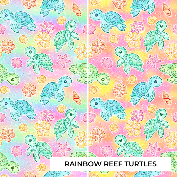 Single Snap - Curved Neckline Snap On / X-Small / Rainbow Reef Turtles