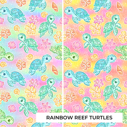 Single Snap - Curved Neckline Snap On / X-Small / Rainbow Reef Turtles