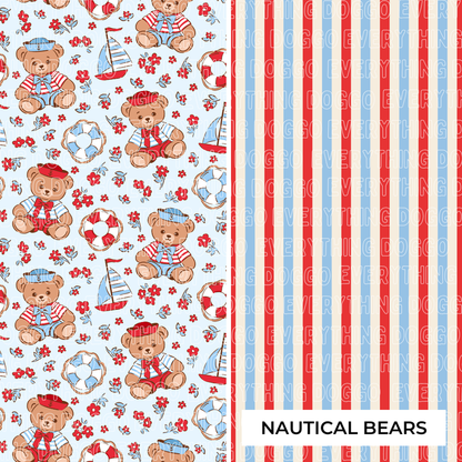 Single Snap - Curved Neckline Snap On / X-Small / Nautical Bears