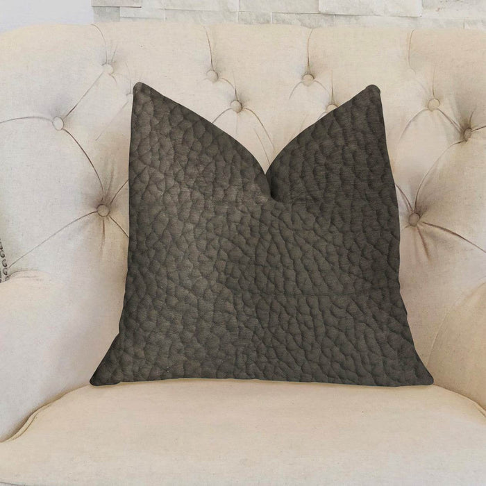 Modern Black Black Artificial Leather Luxury Throw Pillow - Plutus Brands