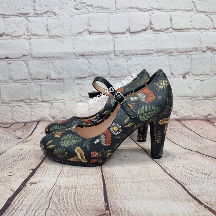 Nature Mushrooms 4inch heels with staps