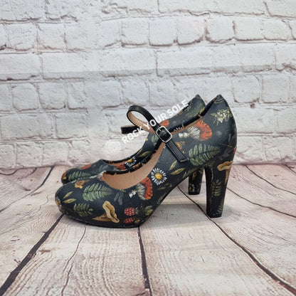 Nature Mushrooms 4inch heels with staps