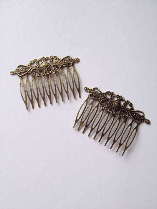 New! 10 pcs Bronze Lace Hair Comb Accessories Clips Combs Barrettes Alligator 8C Clip