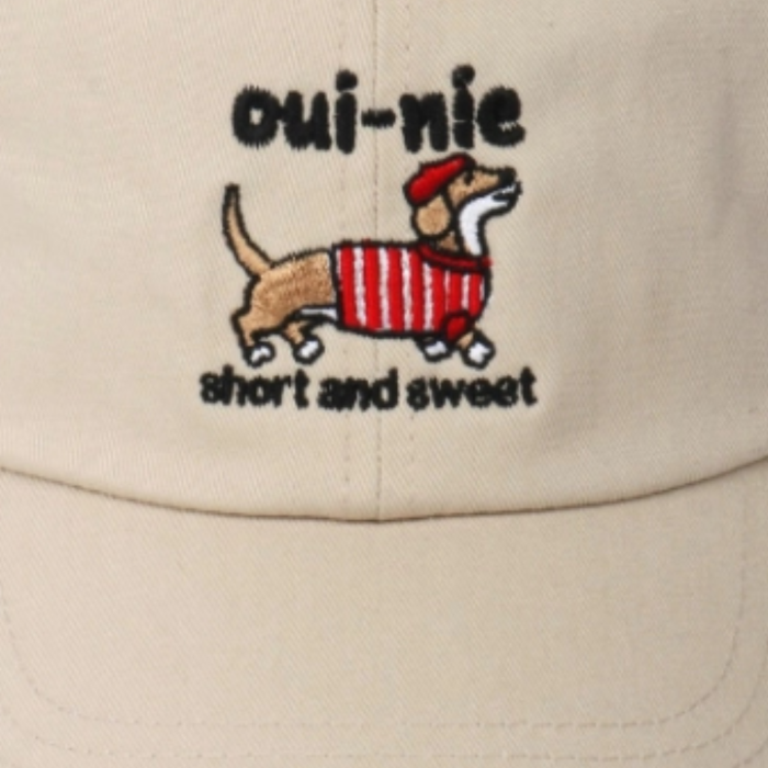 Oui-Nie Embroidered Beige Baseball Cap