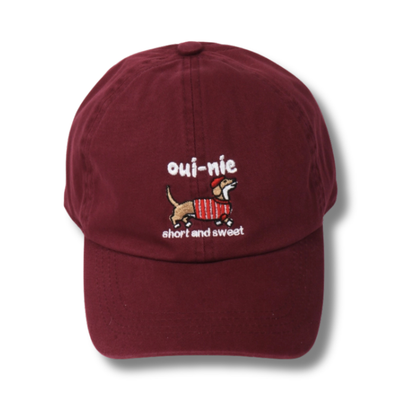 Oui-Nie Embroidered Burgundy Baseball Cap