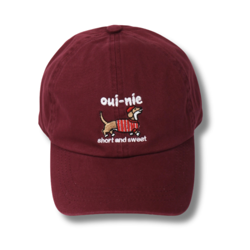 Oui-Nie Embroidered Burgundy Baseball Cap