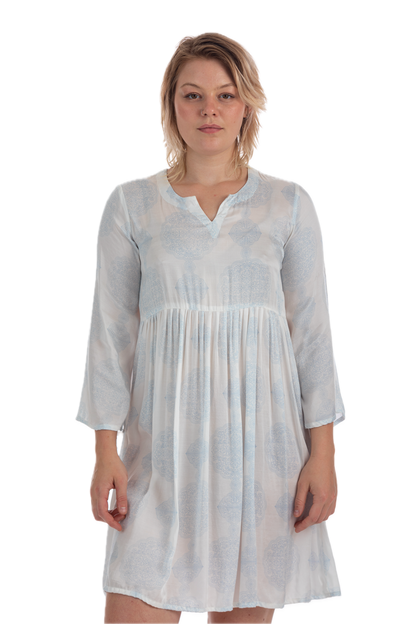 Pale Blue Manali Medallion Viscose Dress