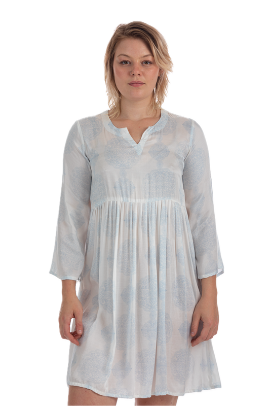 Pale Blue Manali Medallion Viscose Dress