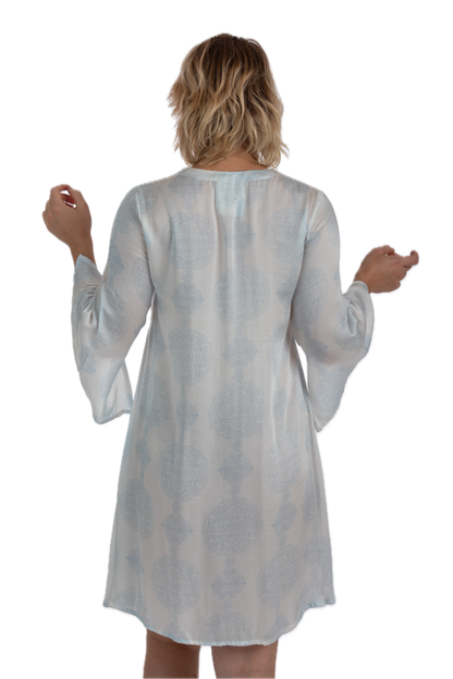 Pale Blue Manali Medallion Viscose Dress