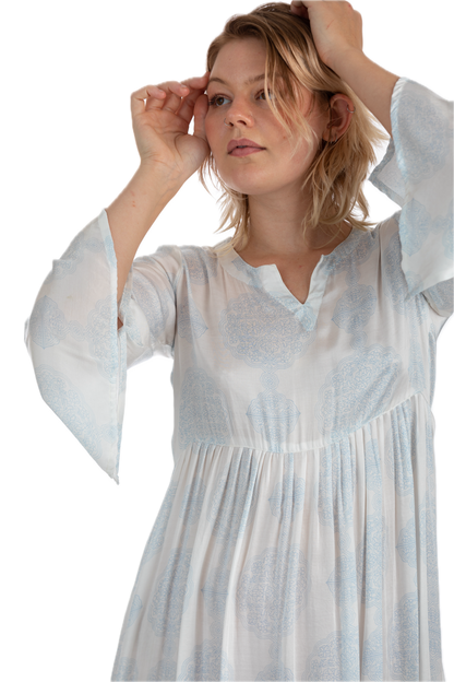 Pale Blue Manali Medallion Viscose Dress