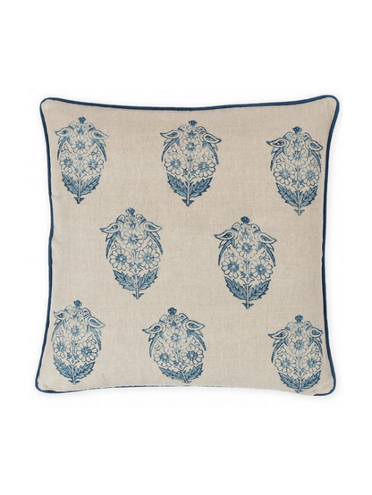 Parakeets Indigo Decorative Pillow