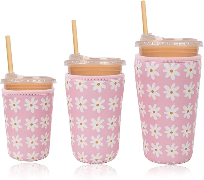 Pink Daisy Print Cup Sleeve