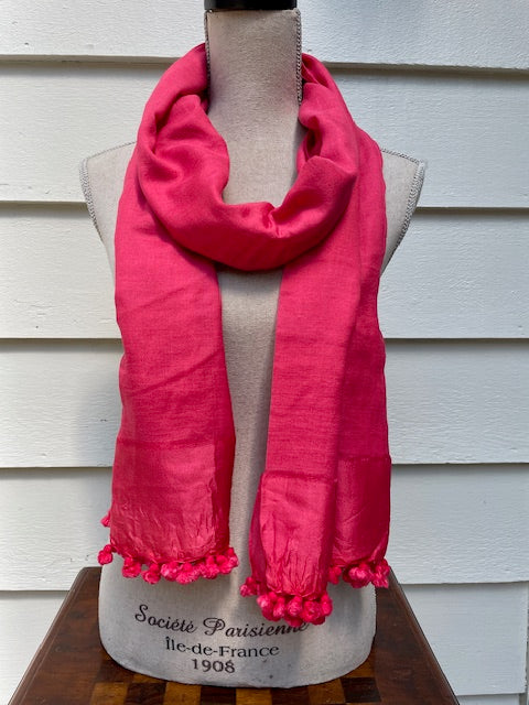 Pink Pompom Scarf
