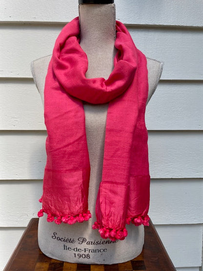 Pink Pompom Scarf