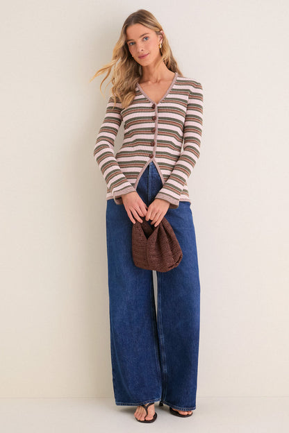Pink Shell and Stone Army Grazia Cardigan
