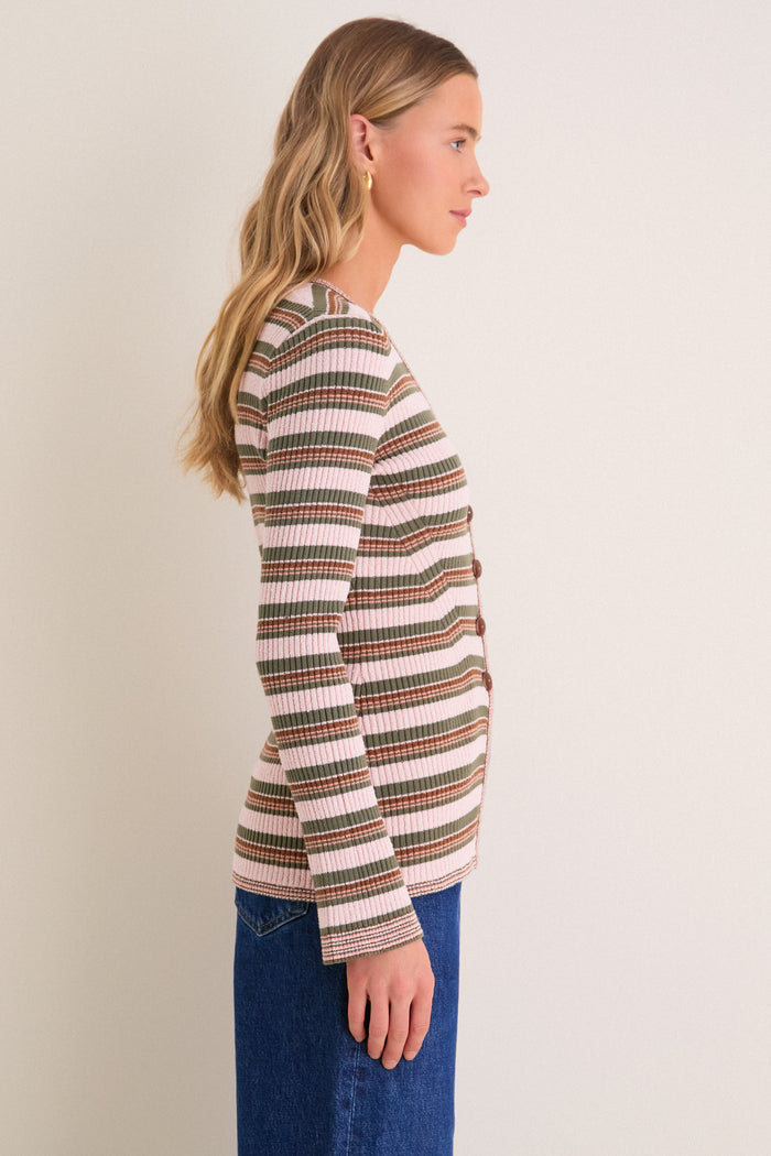 Pink Shell and Stone Army Grazia Cardigan