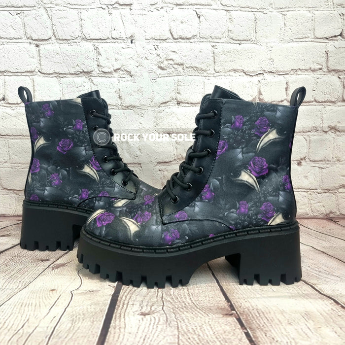Plague doctor chunky heel ankle boots
