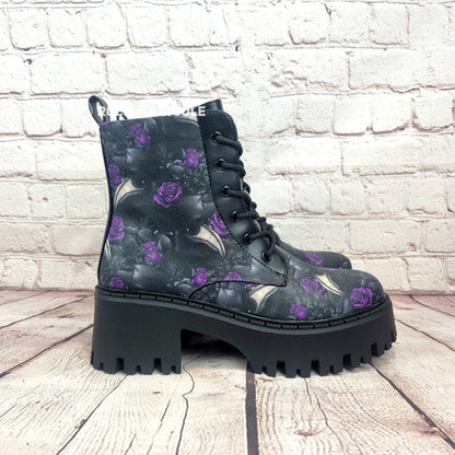 Plague doctor chunky heel ankle boots