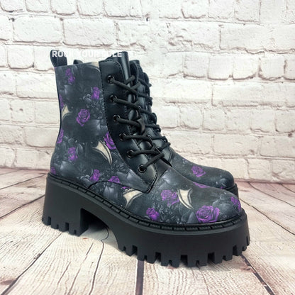 Plague doctor chunky heel ankle boots