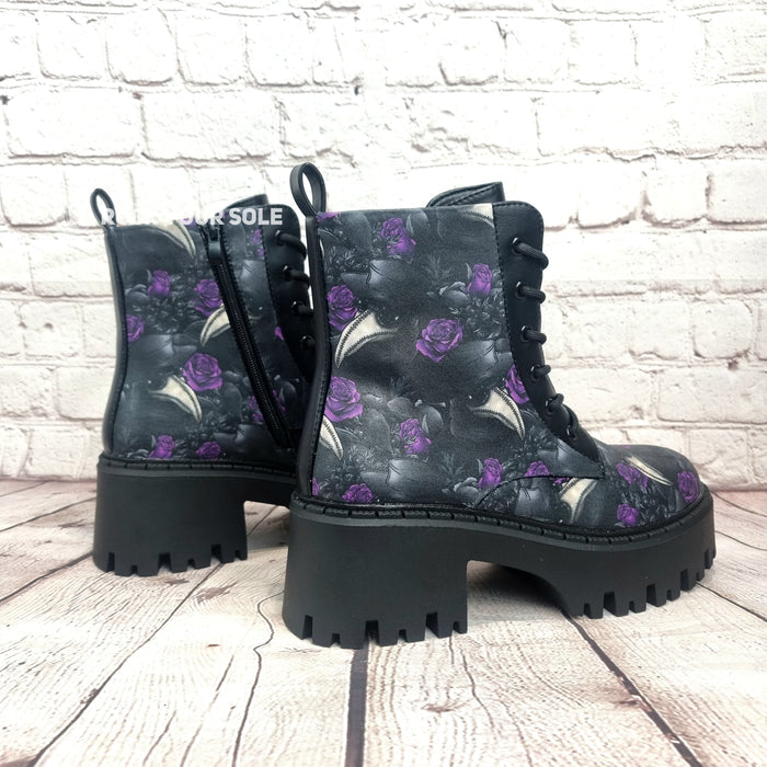 Plague doctor chunky heel ankle boots