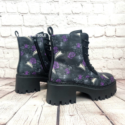 Plague doctor chunky heel ankle boots
